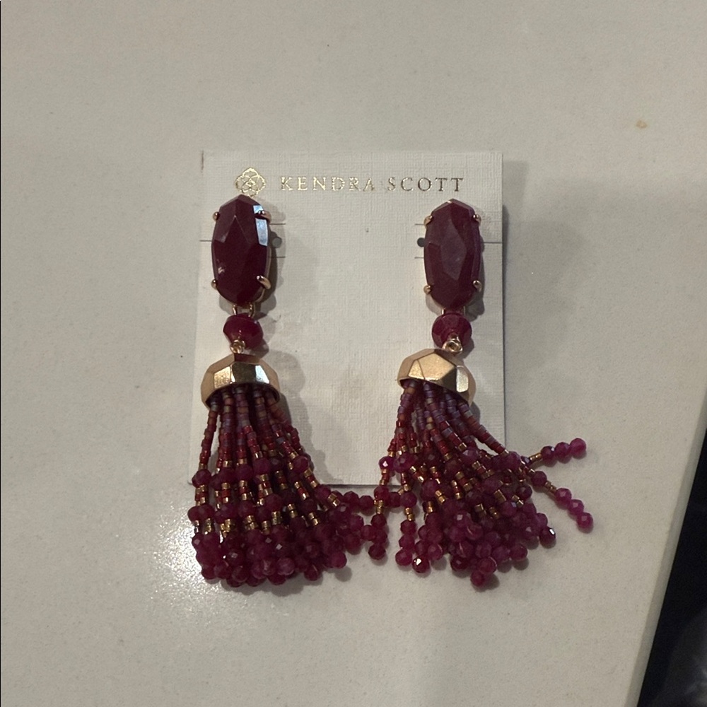 Kendra Scott Burgundy Beaded Tassel Earrings